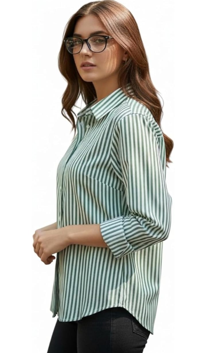 White And Green Formal Shirt