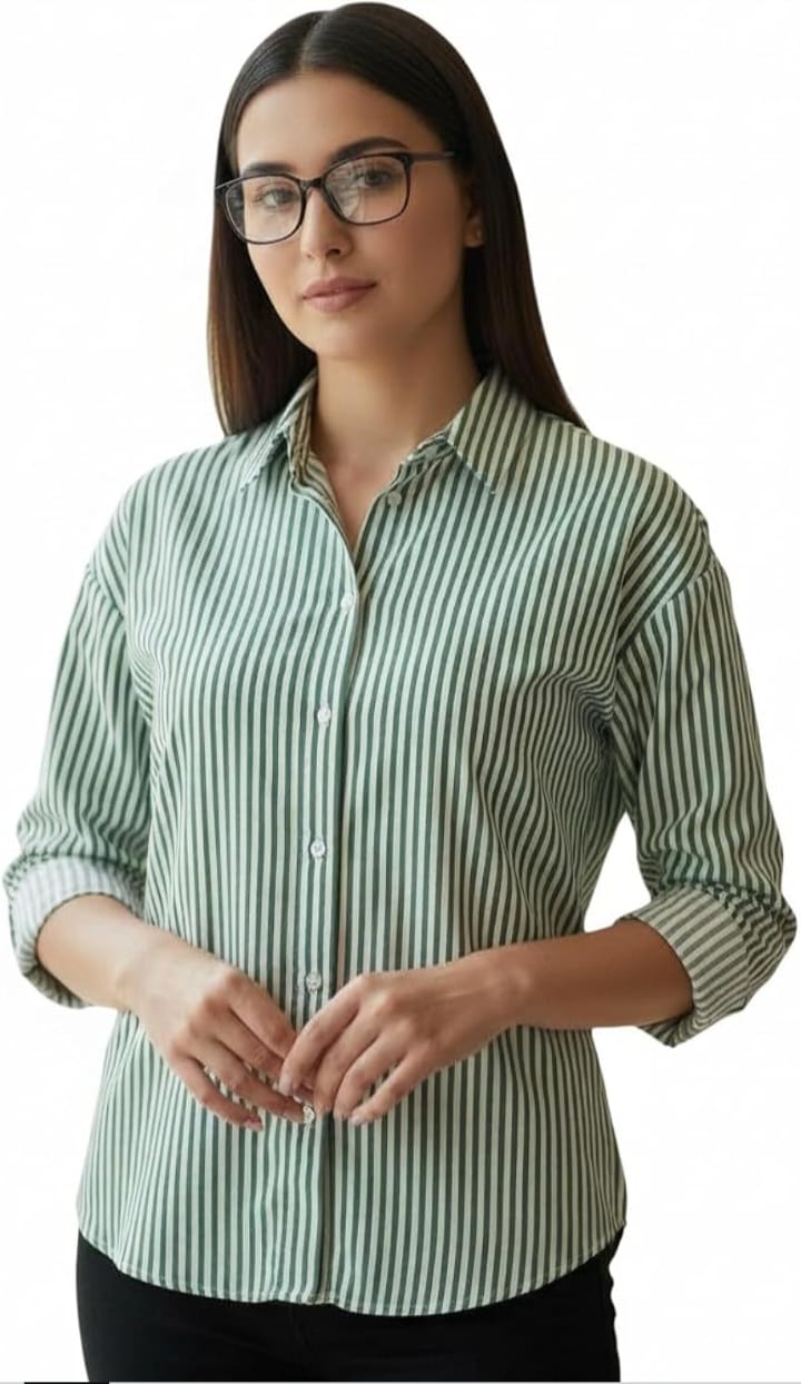 White And Green Formal Shirt