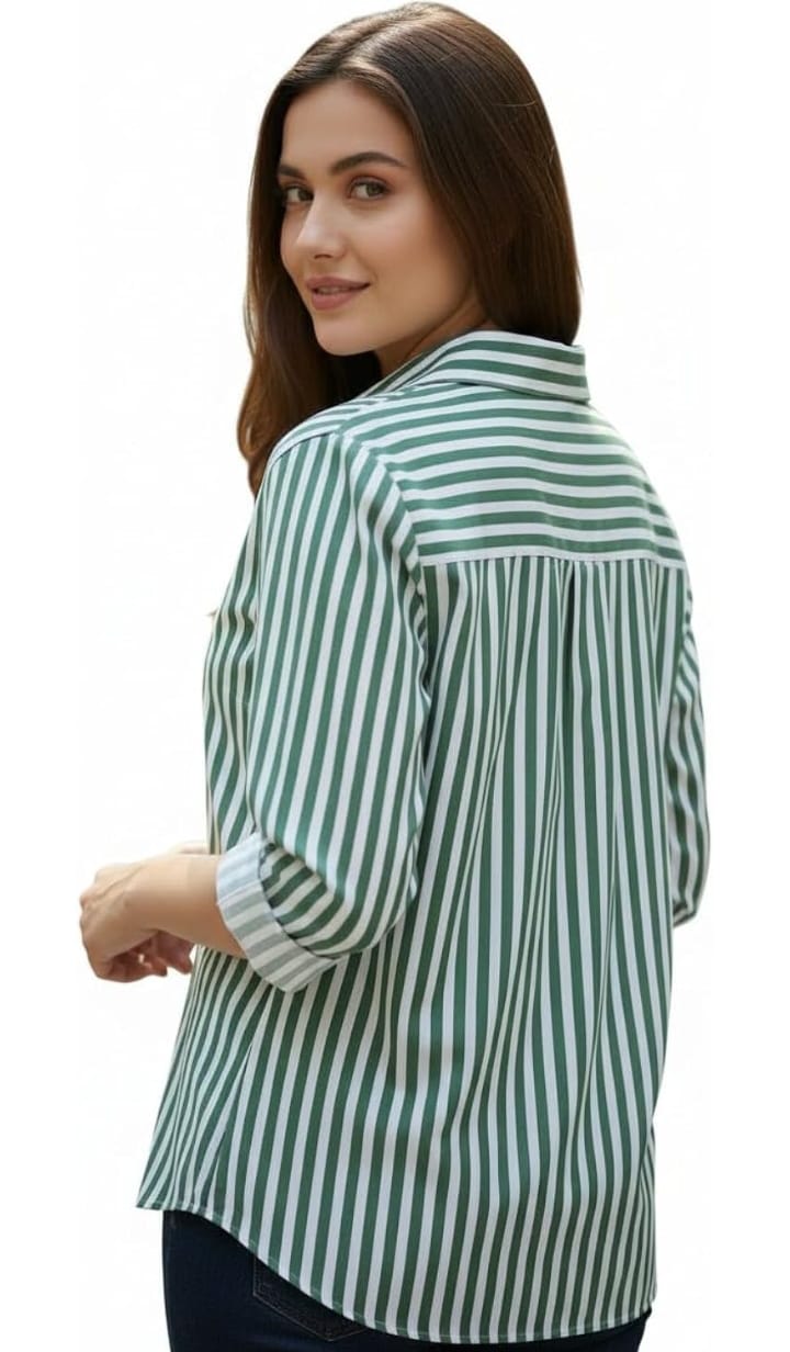 White And Green Formal Shirt